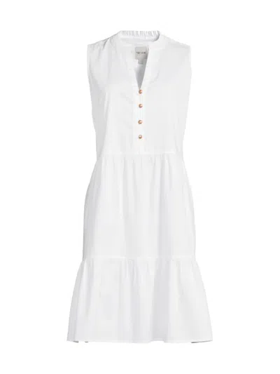 Nic + Zoe Nic+zoe Tia Tiered Sleeveless Stretch Cotton Dress In Paper White