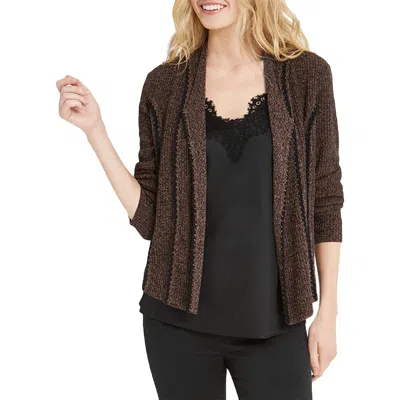 Nic + Zoe Womens Cable Knit Open Front Cardigan Sweater In Brown