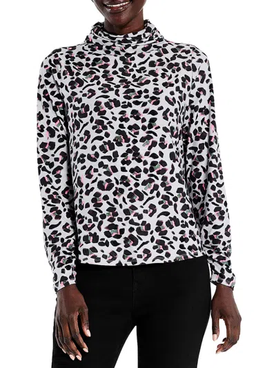 Nic + Zoe Womens Cheetah Pop Turtleneck Turtleneck Top In Multi