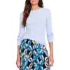 Nic + Zoe Womens Cotton Blend Crewneck Pullover Top In Blue