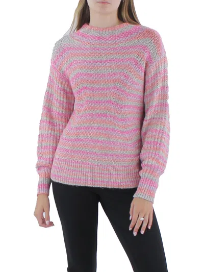 Nic + Zoe Womens Crochet Winter Solstice Pullover Sweater In Multi