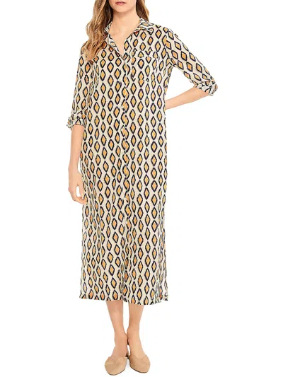 Nic + Zoe Womens Printed Midi Sundress In Orange