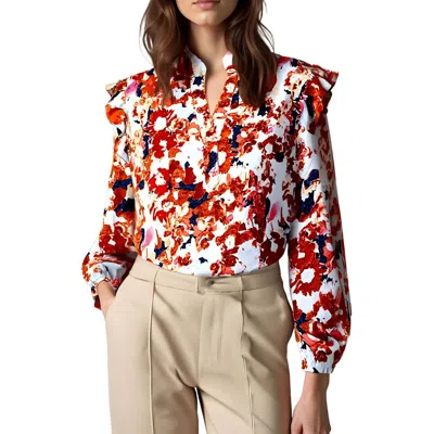 Nic + Zoe Womens Printed Satin Blouse
