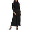 Nic + Zoe Nic+zoe Kira Long Sleeve Knit & Woven Dress In Black