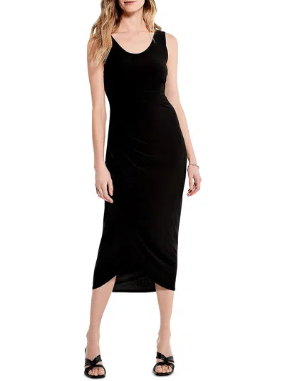 Nic + Zoe Womens Runched Long Maxi Dress In Black