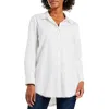 Nic + Zoe Roundabout Picot Trim Stretch Cotton Button-up Shirt In White