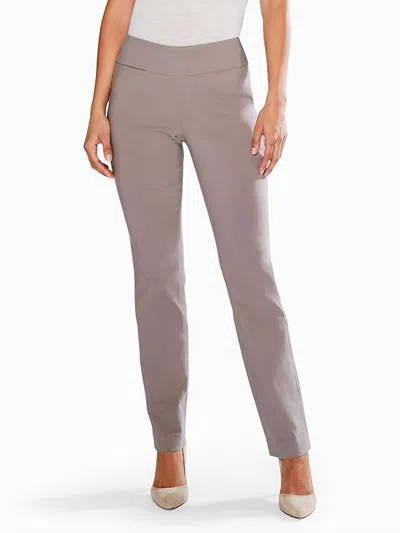 Nic + Zoe Wonderstretch Pocket Straight Leg Pant In Shiitake In Gray