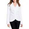 Nic + Zoe Nic+zoe Wonderstretch Twist Front Top In Paper White