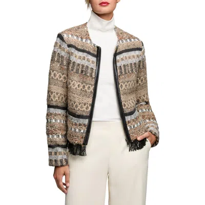 Nic + Zoe Weaving Jacket In Beige In Multi