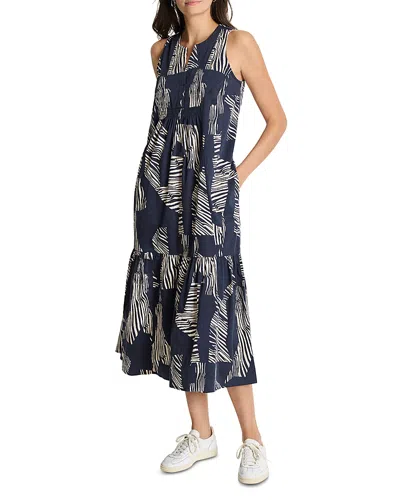Nic + Zoe Nic+zoe Zebra Stripe Split Neck Cece Dress In Indigo Multi