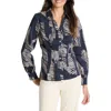 Nic + Zoe Nic+zoe Zebra Stripe Stretch Cotton Button-up Shirt In Indigo Multi