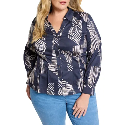 NIC + ZOE NIC+ZOE ZEBRA STRIPE STRETCH COTTON BUTTON-UP SHIRT