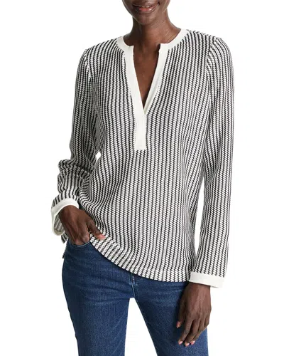 Nic + Zoe Nic+zoe Zigzag Split Neck Knit Top In Indigo Multi