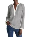 Nic + Zoe Nic+zoe Zigzag Split Neck Knit Top In Indigo Multi