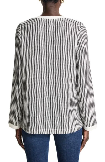 Nic + Zoe Nic+zoe Zigzag Split Neck Knit Top In Black