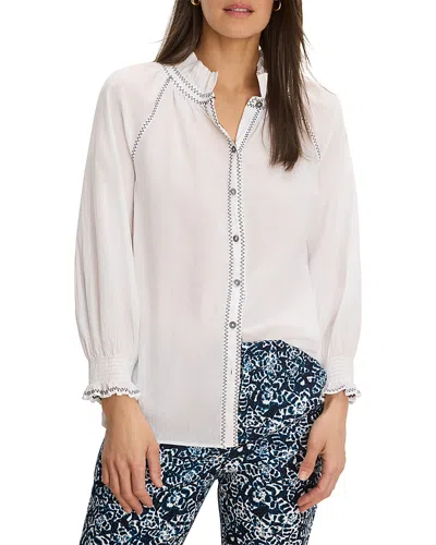 Nic + Zoe Nic+zoe Zigzag Stitch Shirt In White