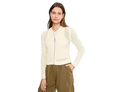 Nic + Zoe Zip Front Mesh Cardigan Women's Sweater Classic Cream: Lg In White