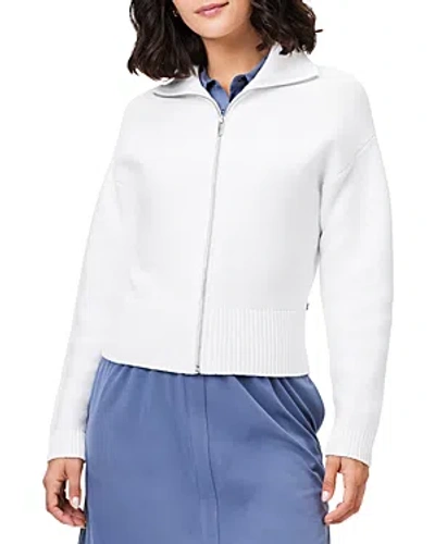 Nic + Zoe Nic+zoe Zip Front Sweater Jacket In Paper White