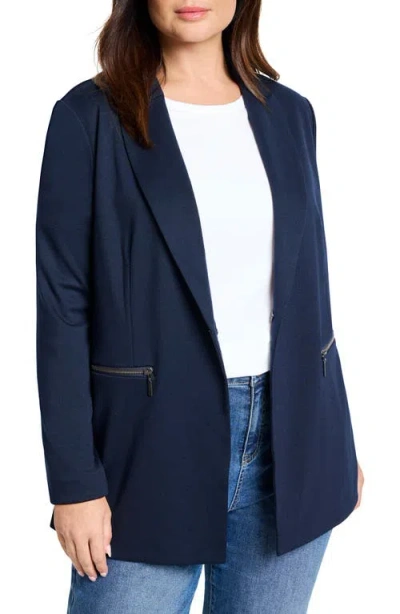 Nic + Zoe Nic+zoe Zip Pocket Ponte Jacket In Dark Indigo