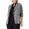 Nic + Zoe Nic+zoe Zipped Up Marled Knit Blazer In Black Mix