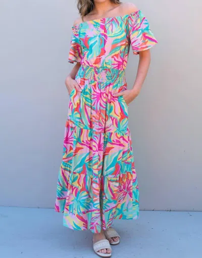 Nicabel Off The Shoulder Ruffle Sleeve Maxi Dress In Mint