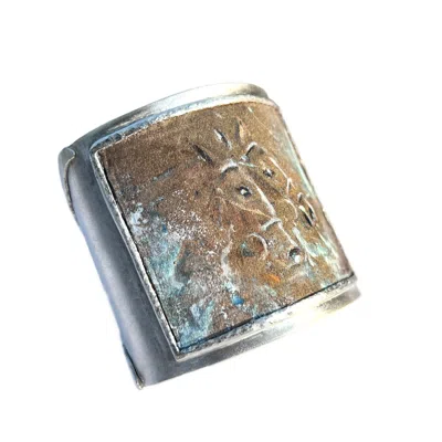 Nicci Bethell Women's Silver / Blue / Gold Dual Stride Art Cuff