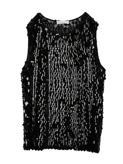 Niccolò Pasqualetti Black Sequined Sleeveless Top