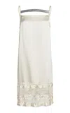 Niccolò Pasqualetti Boudoir Lace-trimmed Silk Satin Mini Slip Dress In Off-white
