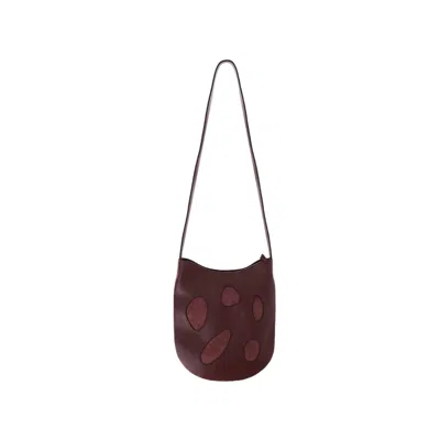 Niccolò Pasqualetti Burgundy Leather Shoulder Bag With Suede Accents In Brown