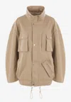 Niccolò Pasqualetti Drawstring Hem High Collar Utility Jacket In Brown