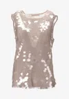 Niccolò Pasqualetti Carta Sequined Tank Top In Brown