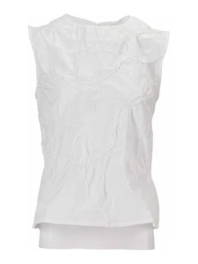 Niccolò Pasqualetti Carta Tank - Elastic Ring Embroidered Poplin In White