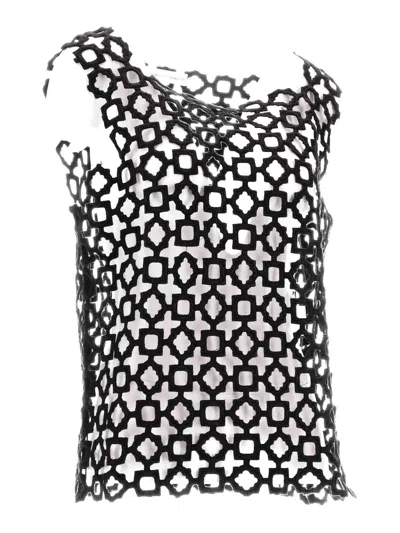 Niccolò Pasqualetti Carta Tank - Geometric Lace Embroidery In Black