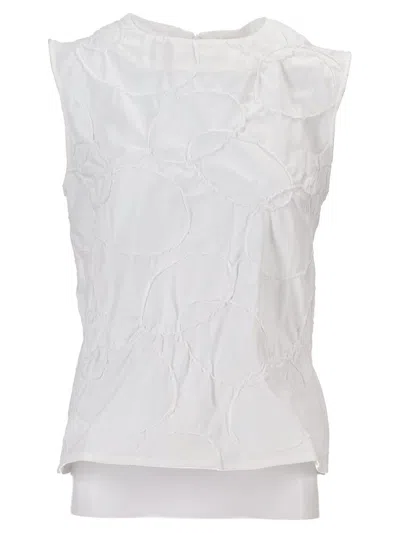 Niccolò Pasqualetti Carta Tank - Elastic Ring Embroidered Poplin In White