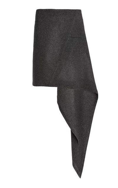 Niccolò Pasqualetti Cascata Asymmetric Wool Flannel Midi Skirt In Dark Grey
