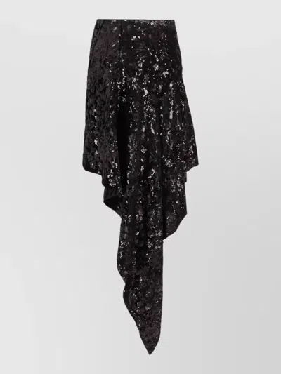 Niccolò Pasqualetti Cascata Skirt Floral Sequin Embroidered Velvet In Black