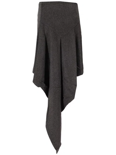 Niccolò Pasqualetti Cascata Skirt Wool Flannel In Black