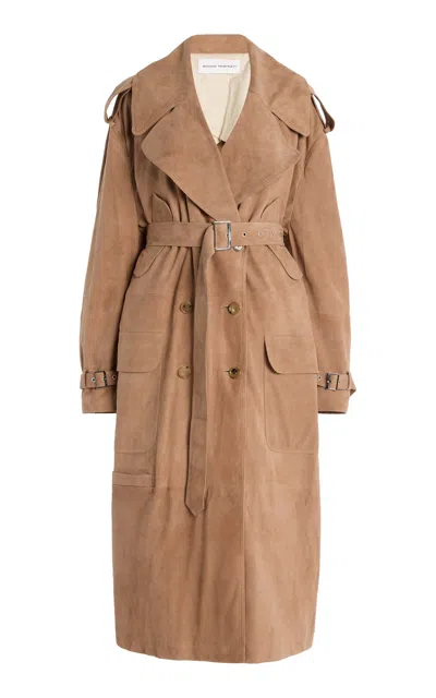 Niccolò Pasqualetti Cavo Suede Trench Coat In Brown