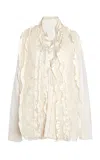 Niccolò Pasqualetti Centrino Lace-paneled Cashmere-blend Cardigan In Off-white