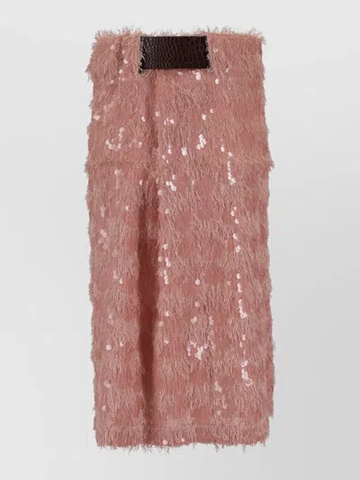 Niccolò Pasqualetti Chimera Midi Skirt Sequins Leather Belt In Pink