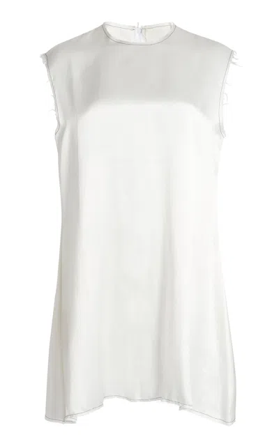Niccolò Pasqualetti Classico Silk Satin Tunic Top In White