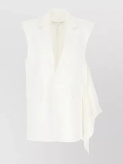 Niccolò Pasqualetti Cotton Blend Tailored Vest Asymmetric Lapel In White