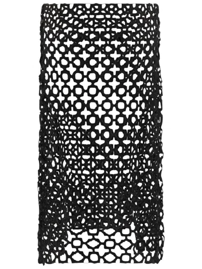 Niccolò Pasqualetti Cotton Skirt With Geometric Pattern In Black