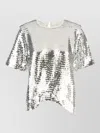 Niccolò Pasqualetti Cotton T Shirt Sequin Detail Back Keyhole In Silver