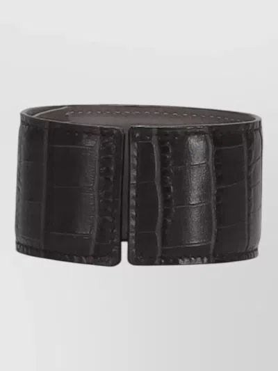 Niccolò Pasqualetti Croc Embossed Leather Wide Cuff Bracelet