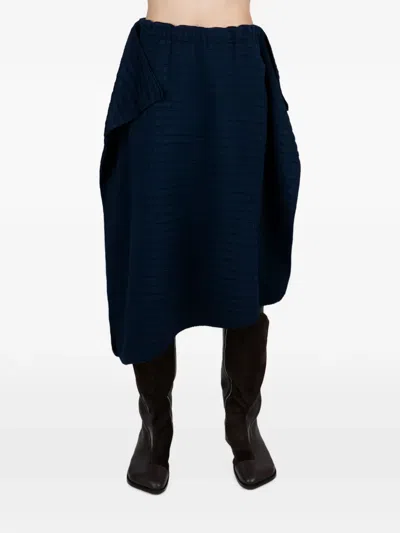 Niccolò Pasqualetti Croc-effect Flared Asymmetric Midi Skirt In 블루