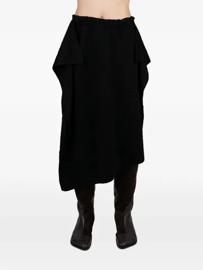 Niccolò Pasqualetti Croc-effect Flared Asymmetric Midi Skirt In 블랙