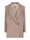 Niccolò Pasqualetti Double-breasted Blazer In Beige Virgin Wool