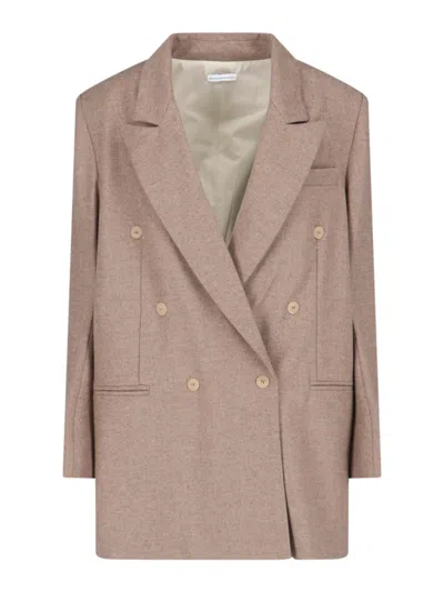 Niccolò Pasqualetti Double-breasted Blazer In Beige Virgin Wool