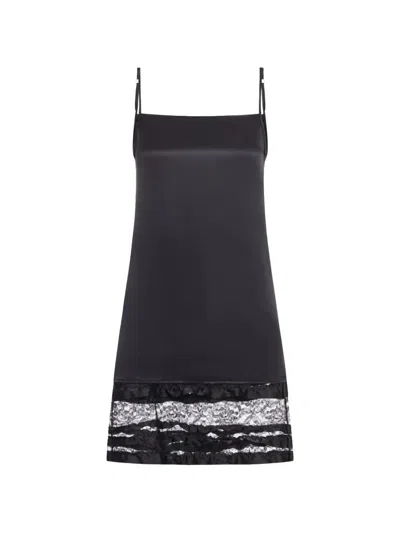 Niccolò Pasqualetti Lace-panelled Mini Slip Dress In Black